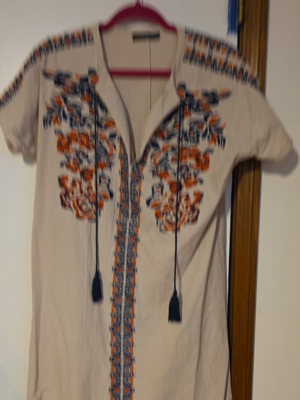 THML Cream Tunic with Navy & Orange Embroidery